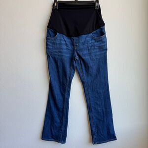 Hatch Crop Maternity Jeans Womens 25 Blue Stretch Belly Band Cropped Solid Wash